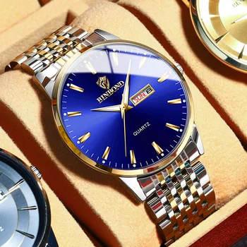 Модный тренд 2023 Мужские часы из нержавеющей Стали Роскошные кварцевые часы с Календарем Мужские Деловые повседневные часы B9222