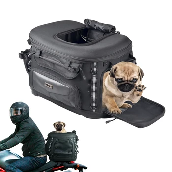 Мотоциклетная сумка для домашних животных, Мотоциклетная сумка для предметов роскоши, сумка для переноски собак, багаж на крючке, подходит для багажной полки / пассажирского сиденья с ремнями Sissy Bar