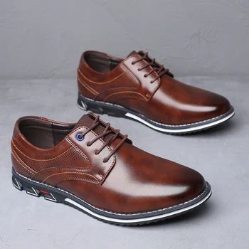 Мужская повседневная обувь, Мужская Модная обувь на шнуровке 2022, Удобная Роскошная Кожаная мужская обувь, Мужской деловой стиль, chaussure homme
