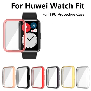 Мягкий защитный чехол из ТПУ для Huawei Watch Fit Case, полноэкранная защитная оболочка, покрытые бампером чехлы для Huawei Watch Fit Strap