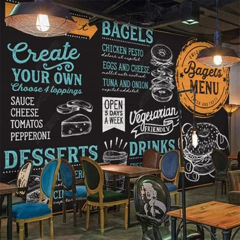 Настенная роспись на заказ, Ручная роспись, фотообои для гамбургеров, десерт, фаст-фуд, 3D обои, Промышленный декор, самоклеящиеся обои