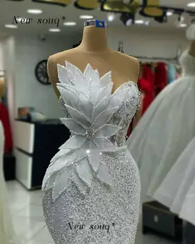 Новейшие африканские модные Блестящие Длинные белые вечерние платья с 3D-листьями, вечерние платья без рукавов в Дубае, свадебные Платья для выпускного вечера, Халат