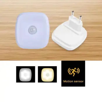 Ночник Met Eu Plug Smart Motion Sensor Светодиодный Ночник Wandlampen Voor Thuis Gangpad Wc Bedlampje Voor hal Patway A3