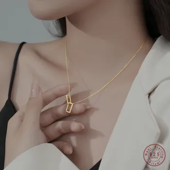 Ожерелье с геометрическими скрепками из стерлингового серебра 925 пробы для женщин, Простые Элегантные украшения для Темперамента