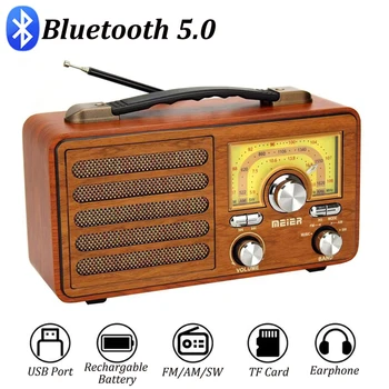 Портативное полнодиапазонное радио в стиле Ретро, ручной приемник AM/FM/SW, динамик Bluetooth 5,0, MP3-плеер, Перезаряжаемая поддержка радио AUX/USB/TF