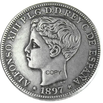 Посеребренные копии монет Пуэрто-Рико 1897 года номиналом 1 песо