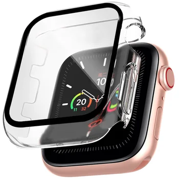 Прозрачный Чехол + Стекло Для Apple Watch Series 7se6543 38/42 мм 40 мм 44 мм 41 мм 45 мм Smart Clear Full Screen Protector Cover Бампер