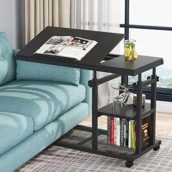 Регулируемый Твидовый столик на колесиках, Передвижной диван, Приставной столик для закусок с наклоняемой доской для рисования, Прикроватный диван, подставка для ноутбука, С-образный телевизор