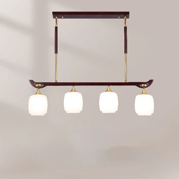 Ресторанная люстра из Цельного дерева с тремя головками, Китайские дзен-лампы, Лампа в гостиной, Медная Лампа для столовой, Освещение для кабинета