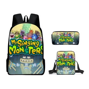 Рюкзак My Singing Monsters, школьный рюкзак с 3D принтом из аниме для мальчиков и девочек, рюкзак для ноутбука, сумка для карандашей, 3 шт./компл.
