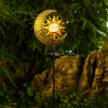 Садовый светильник на солнечных батареях, портативный съемный светильник от Луны и Солнца, декоративная стильная громозащитная сменная лампа для заземления