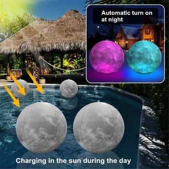 Светодиодный Солнечный Плавающий Лунный шар, светильник, Освещение для бассейна, Водонепроницаемый для домашней вечеринки, праздничного декора в саду, солнечная лампа на открытом воздухе