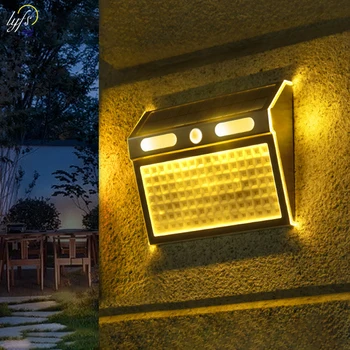 Светодиодный наружный водонепроницаемый Солнечный светильник с датчиком движения PIR, 4 режима, Корпус из нержавеющей стали, Солнечная лампа, Садовая стена, Освещение балкона