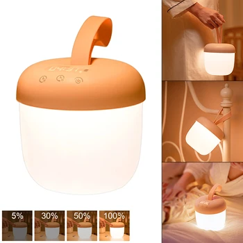 Светодиодный ночник Сенсорный датчик USB Перезаряжаемый Затемняющий светильник, Часы, светильник для детской прикроватной тумбочки, лампа для спальни