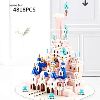 Сказочный Парк развлечений, Микро-Алмазный блок, Розовый Замок Принцессы, Сборная модель, Кирпичная игрушка, Коллекция Nanobrick Для девочек