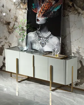 Современный итальянский светлый роскошный мраморный обеденный шкаф, шкаф для хранения и украшения на веранде