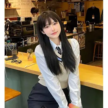 Улучшенная форма Jk, милая жилетка для девочек в японском корейском стиле, рубашка с длинными рукавами и юбка, комплект повседневной формы Jk в стиле колледжа