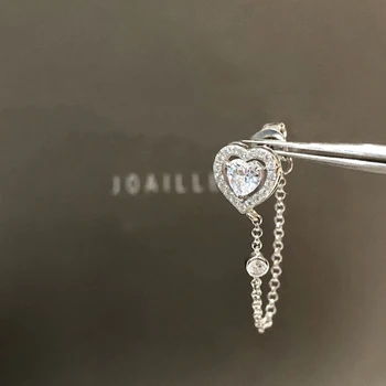 Ювелирные изделия из стерлингового серебра 925 пробы, роскошные брендовые серьги с бриллиантами в форме сердца для женщин. Очаровательные и сексуальные наборы свадебных ювелирных изделий