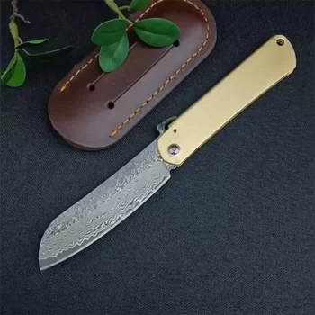 Японский Складной Нож VG10 из Дамасской стали с медной ручкой, Карманный Нож для Выживания, Тактический Походный Охотничий нож EDC