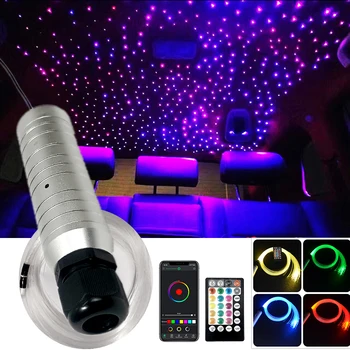 автомобильное Оптическое Освещение Smart 12vd 6 Вт Волоконно-оптический двигатель RF кабель управления Звездным эффектом Потолочное освещение комнаты silve лампа LED RGBW НОВАЯ