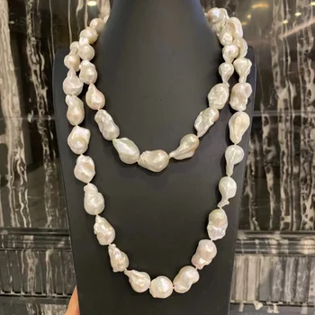 барочный натуральный пресноводный жемчуг длинное ожерелье большие бусины 120 см свитер ожерелье изысканные женские украшения Бесплатная доставка