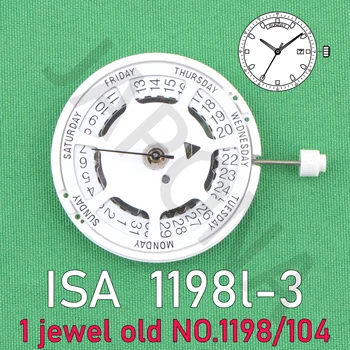 механизм 1198 isa 1198l-3 швейцарский кварцевый механизм 3 стрелки с датой / дневным номером 1198 104 механизм 1 драгоценность