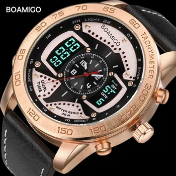 Брендовые часы BOAMIGO для мужчин, спортивные роскошные светодиодные часы, модель, Светящиеся военные аналоговые цифровые кварцевые часы Relogio Masculino