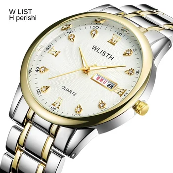 Женские часы WLISTH Fashion Couple Watch из нержавеющей стали, Лучший люксовый бренд, Мужские часы, Водонепроницаемые часы для влюбленных Reloj Mujer 2020